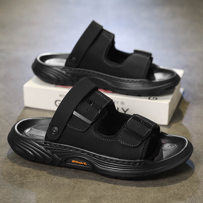 Flip Flop Leather Men - รองเท้าแตะหนังผู้ชายแบบสวม ดีไซน์หรูหราสำหรับฤดูร้อน รองเท้าลำลองสำหรับชายหาดกลางแจ้ง รองเท้าแตะแบบหนีบสำหรับผู้ชาย