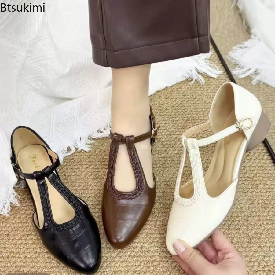 รองเท้าส้นหนาแบบสวมเปิดส้นสไตล - Casual Sandal Leather บทวิจารณ์และราคา