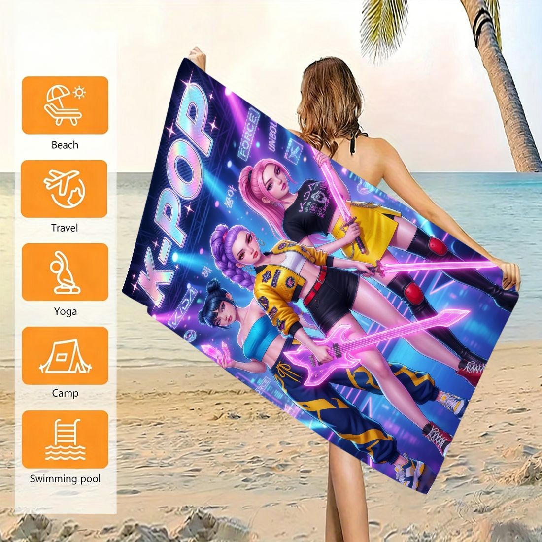 ผ้าเช็ดตัวชายหาดพิมพ์ลายไอดอลเ - Beach Towel Large บทวิจารณ์และราคา