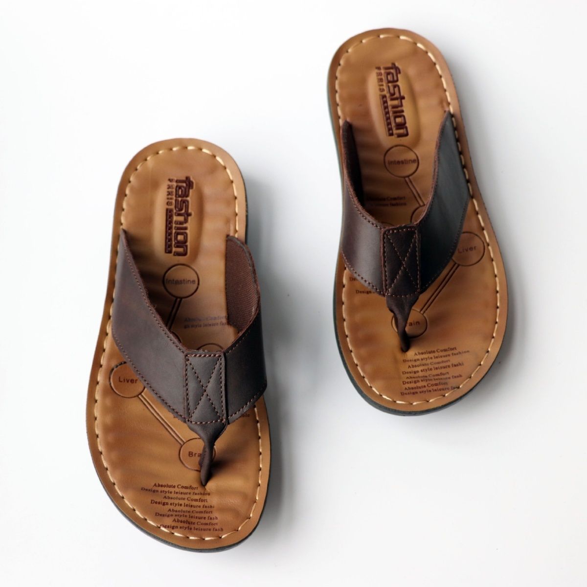 รองเท้าฤดูร้อนผู้ชายรองเท้าแตะ - Flip Flop Leather Men บทวิจารณ์และราคา