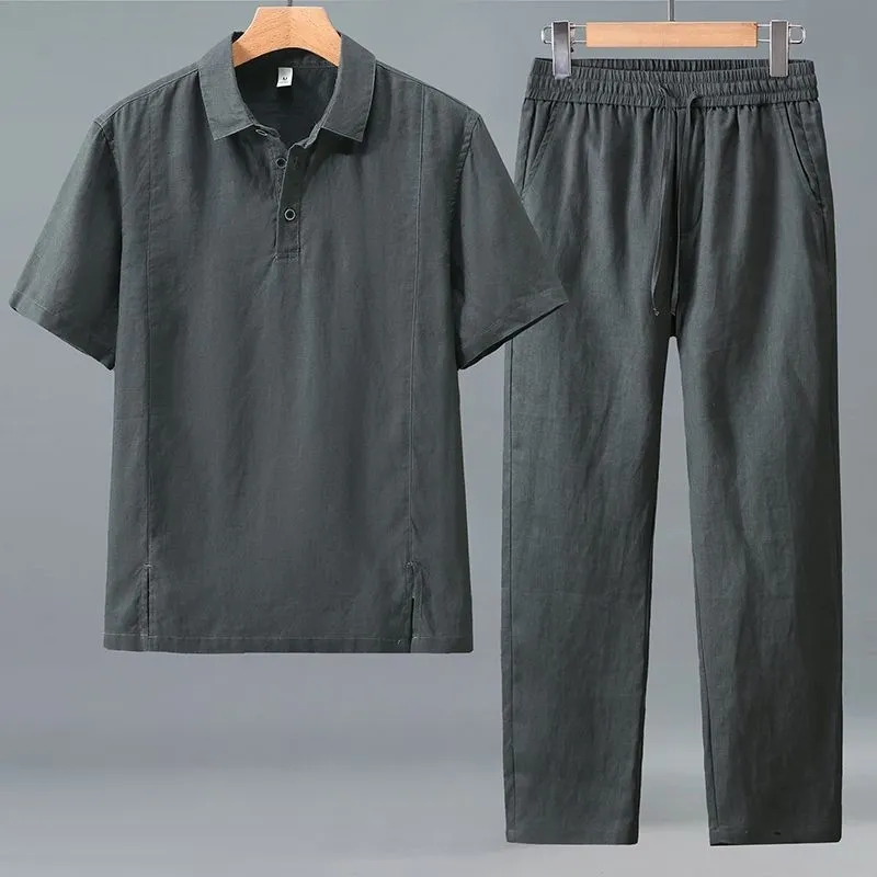 ชุดเซ็ตผ้าลินินสองชิ้นสำหรับผู - Short Linen Drawstring บทวิจารณ์และราคา