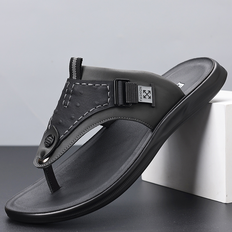 รองเท้าแตะแบบมีสายรัดปรับได้สำ - Flip Flop Leather Men บทวิจารณ์และราคา
