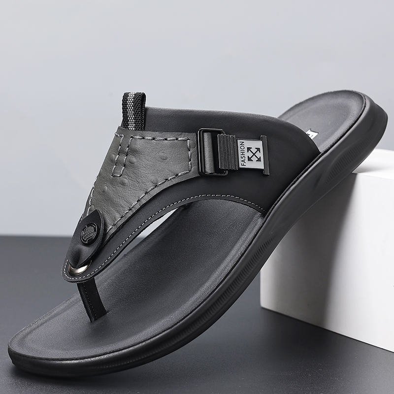 รองเท้าแตะแบบมีสายรัดปรับได้สำ - Flip Flop Leather Men บทวิจารณ์และราคา