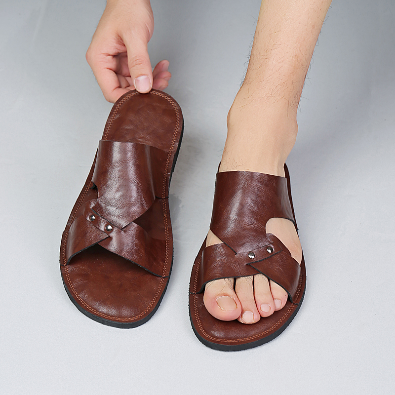 รองเท้าแตะหนังทำมือสำหรับผู้ชา - Flip Flop Leather Men บทวิจารณ์และราคา