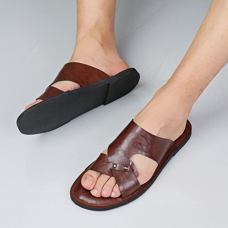 รองเท้าแตะหนังทำมือสำหรับผู้ชา - Flip Flop Leather Men บทวิจารณ์และราคา