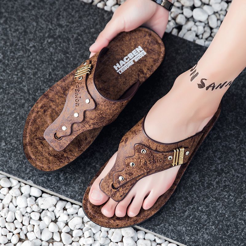 รองเท้าแตะผู้ชายแบบหนีบ รุ่นให - Flip Flop Leather Men บทวิจารณ์และราคา