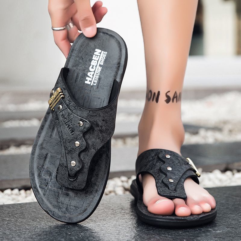 รองเท้าแตะผู้ชายแบบหนีบ รุ่นให - Flip Flop Leather Men บทวิจารณ์และราคา